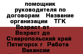 помощник руководителя по договорам › Название организации ­ ТГК › Возраст от ­ 20 › Возраст до ­ 65 - Ставропольский край, Пятигорск г. Работа » Вакансии   . Ставропольский край,Пятигорск г.